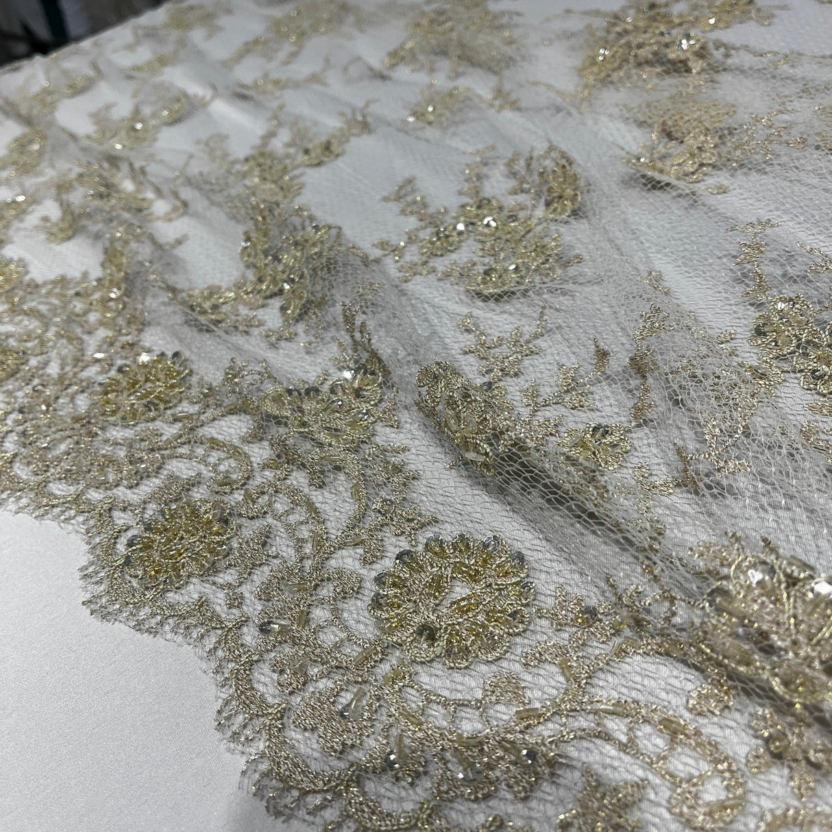 Beaded Lace Embroidered Mesh