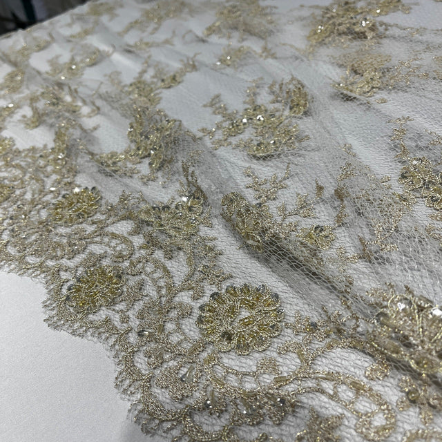 Beaded Lace Embroidered Mesh