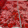 1 Yard Sparkling Beaded and Sequined 3D Floral Lace Fabric Embroidered on 100% Polyester Net Mesh White