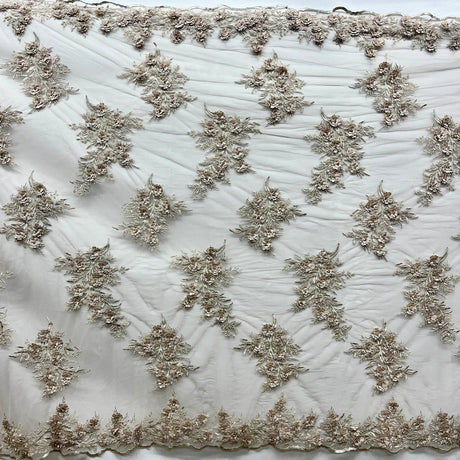 1 Yard Beaded 3D Floral Lace Fabric Embroidered on 100% Polyester Net Mesh 54" Wide
