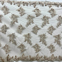 Beaded 3D Floral Lace Fabric Lt. Blush with Silver 54"