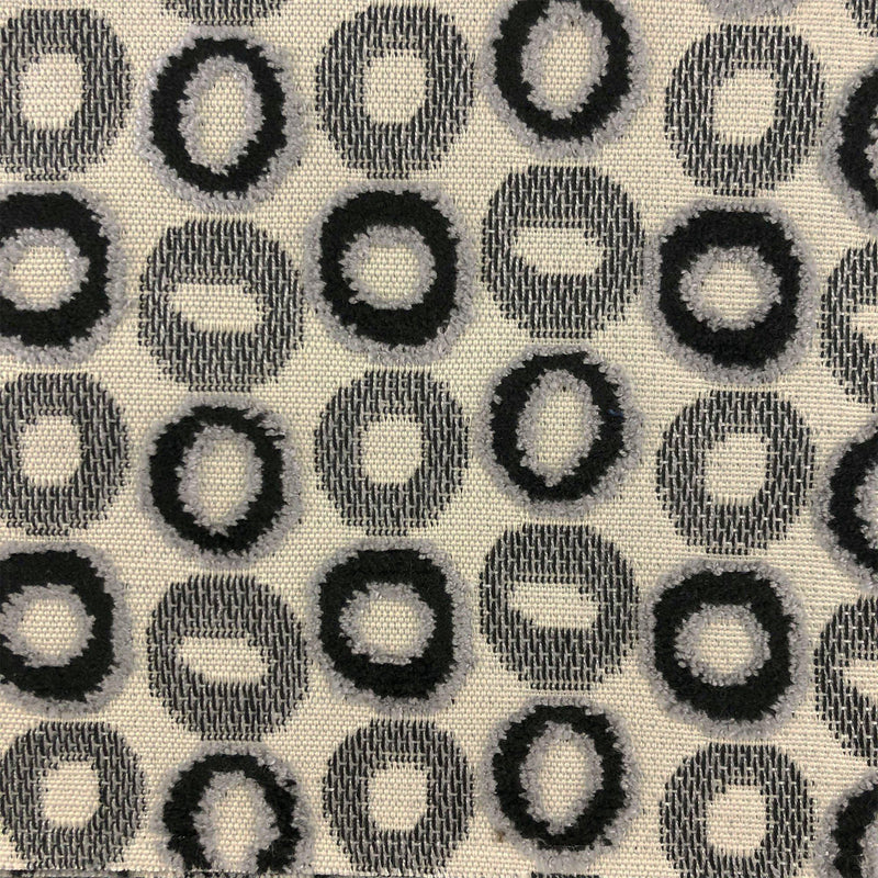 Edina Fabric - Circular Jacquard Velvet On Linen Look Fabric, Ebony, 57" Width (1 Yard)