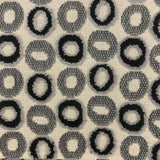 Edina Fabric - Circular Jacquard Velvet On Linen Look Fabric, Ebony, 57" Width (1 Yard)