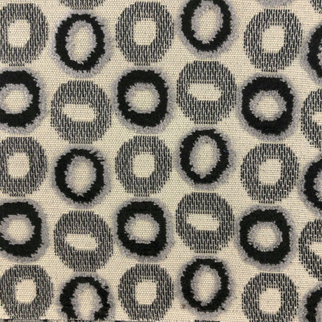 Edina Fabric - Circular Jacquard Velvet On Linen Look Fabric, Ebony, 57" Width (1 Yard)