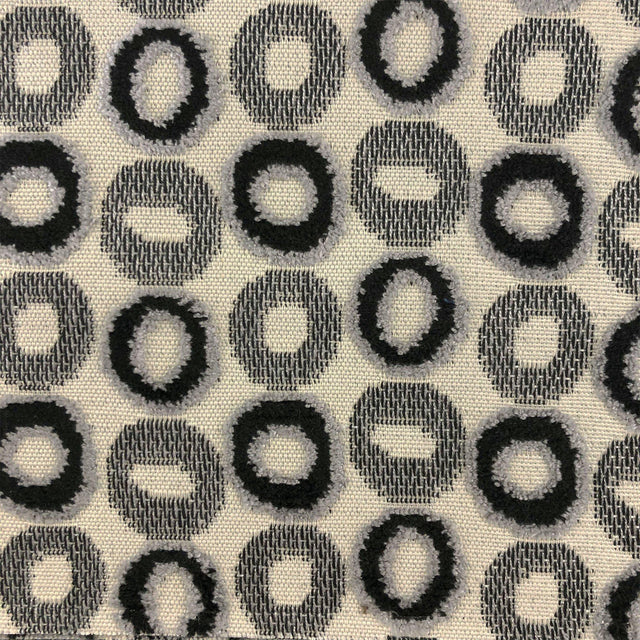 Edina Fabric - Circular Jacquard Velvet On Linen Look Fabric, Ebony, 57" Width (1 Yard)