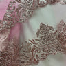 1 Yard Turquoise Glitter Mesh Fabric Ornate Floral Design 55 Inch Width