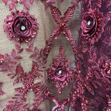 Beaded 3D Floral Lace Fabric