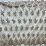 1 Yard Beaded Lace Fabric Embroidered 100 Percent Polyester Net Mesh 50 inch Width