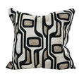 Makymo Black Velvet Pillow Fabric - Geometric Abstract Embroidery, Ivory, Bronze & Black, 20" X 20" (1 Piece)