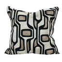 Makymo Black Velvet Pillow Fabric - Geometric Abstract Embroidery, Ivory, Bronze & Black, 20" X 20" (1 Piece)