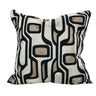 Makymo Black Velvet Pillow Fabric - Geometric Abstract Embroidery, Ivory, Bronze & Black, 20" X 20" (1 Piece)