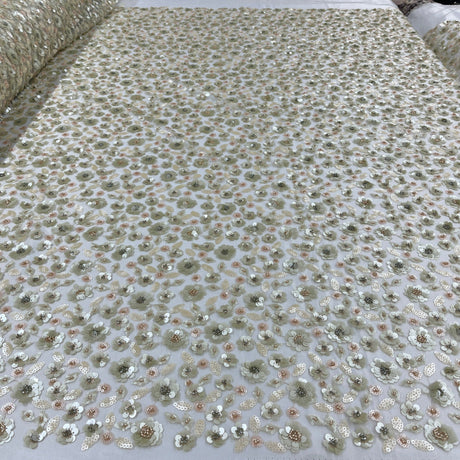 Beaded Sequined Lace Fabric