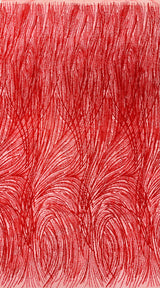 Shell Glitter Design Mesh Lace Fabric - Glitter Shell Pattern, 54" Width (1 Yard)