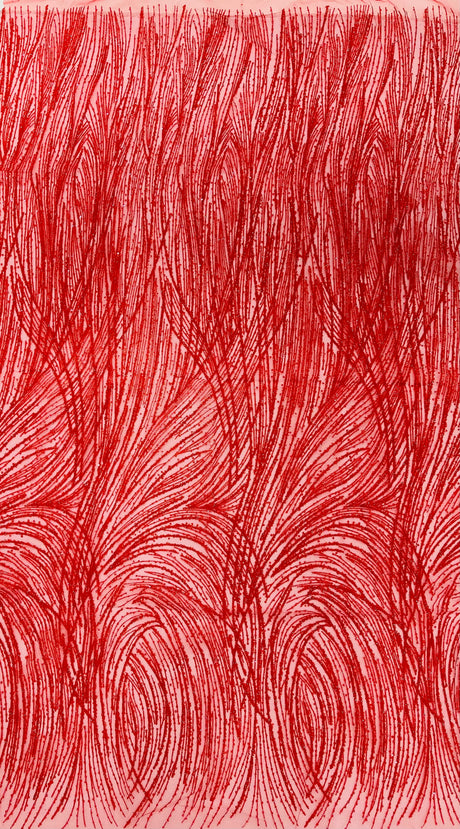 Shell Glitter Design Mesh Lace Fabric - Glitter Shell Pattern, 54" Width (1 Yard)