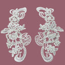 Beaded Corded Floral Lace Applique on Polyester Organza