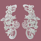 Beaded Corded Floral Lace Applique on Polyester Organza