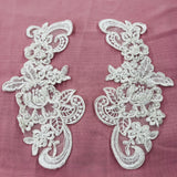 Beaded Corded Floral Lace Applique