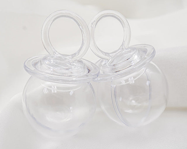 3" Clear Fillable Baby Shower Pacifier Candy Favor Box - Pack of 12