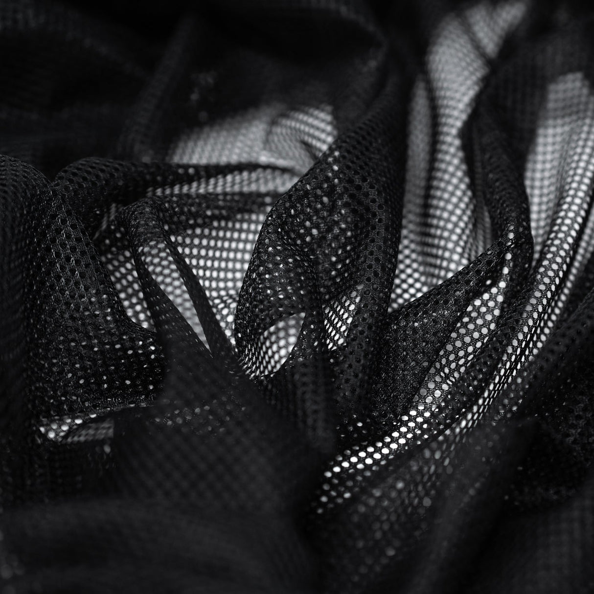 Polyester Mesh Tricot Fabric - Black, White - PFP, 56" Width, 60 GSM (1 Yard)