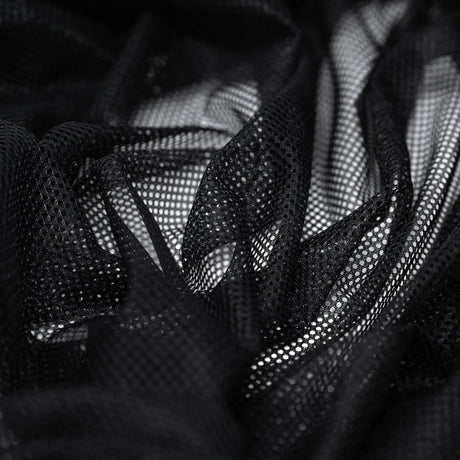 Polyester Mesh Tricot Fabric - Black, White - PFP, 56" Width, 60 GSM (1 Yard)