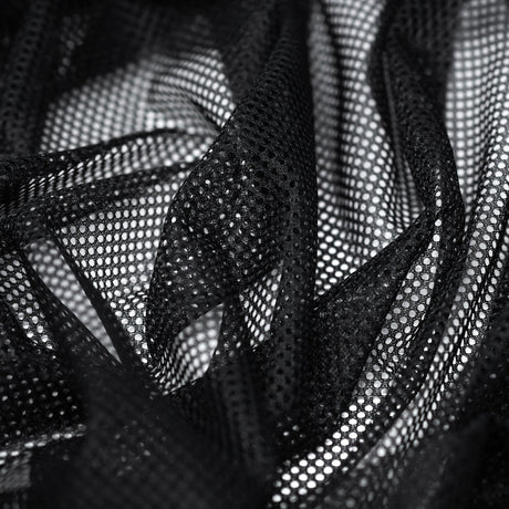 Polyester Mesh Tricot Fabric - Black, White - PFP, 56" Width, 60 GSM (1 Yard)
