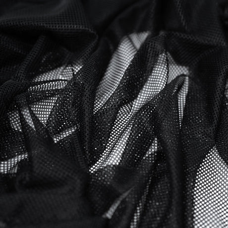 Polyester Mesh Tricot Fabric - Black, White - PFP, 56" Width, 60 GSM (1 Yard)