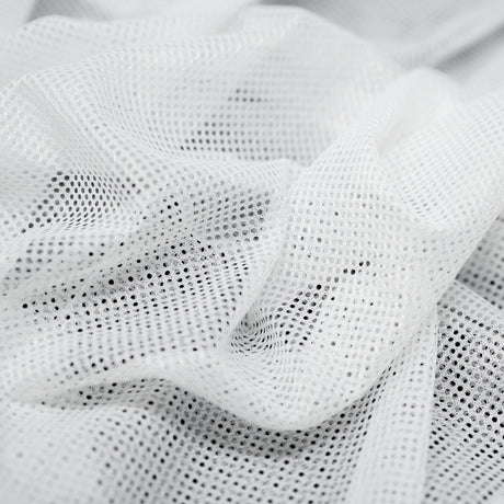 Polyester Mesh Tricot Fabric - Black, White - PFP, 56" Width, 60 GSM (1 Yard)