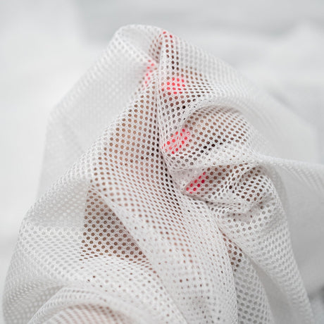 Polyester Mesh Tricot Fabric - Black, White - PFP, 56" Width, 60 GSM (1 Yard)