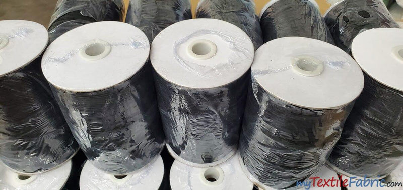 Braided Elastic Fabric - White, Black, 1/4" Width, 220 Yard Spool (1 Spool)