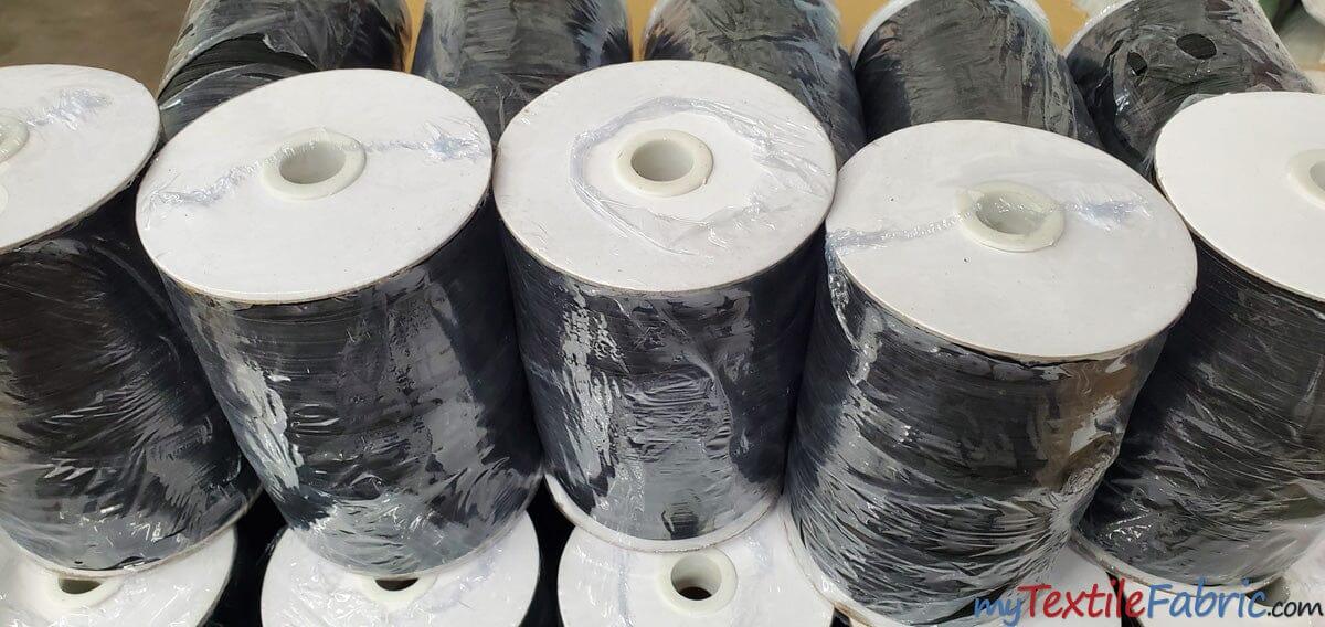 Braided Elastic Fabric - White, Black, 1/4" Width, 220 Yard Spool (1 Spool)