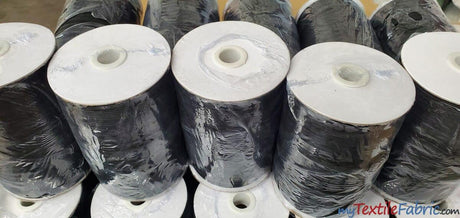 Braided Elastic Fabric - White, Black, 1/4" Width, 220 Yard Spool (1 Spool)