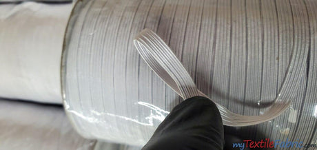 Braided Elastic Fabric - White, Black, 1/4" Width, 220 Yard Spool (1 Spool)
