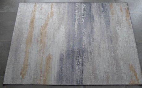Comfort Art Design Polyester Fabric - Beige Faded Vintage Print, Cotton Backing, Flat Weave Pile (5' X 7')