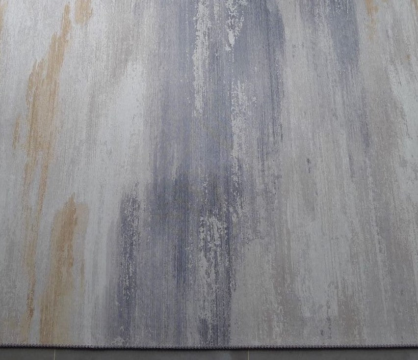 Comfort Art Design Polyester Fabric - Beige Faded Vintage Print, Cotton Backing, Flat Weave Pile (5' X 7')