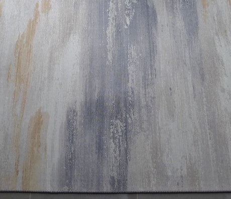 Comfort Art Design Polyester Fabric - Beige Faded Vintage Print, Cotton Backing, Flat Weave Pile (5' X 7')
