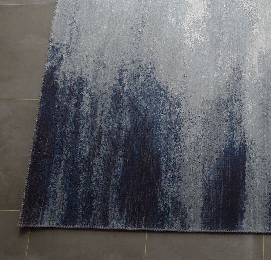 Vintage Blue Faded Comfort Print Design Area Rug Carpet - Blue Faded Print, 7'6" X 10'3" (1 Piece)