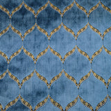 Eliza Medallion Cut Velvet Polyester Fabric - Royal, Gold, Cerulean, Charcoal, 55" Width (1 Yard)