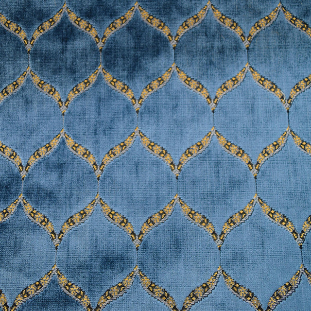 Eliza Medallion Cut Velvet Polyester Fabric - Royal, Gold, Cerulean, Charcoal, 55" Width (1 Yard)