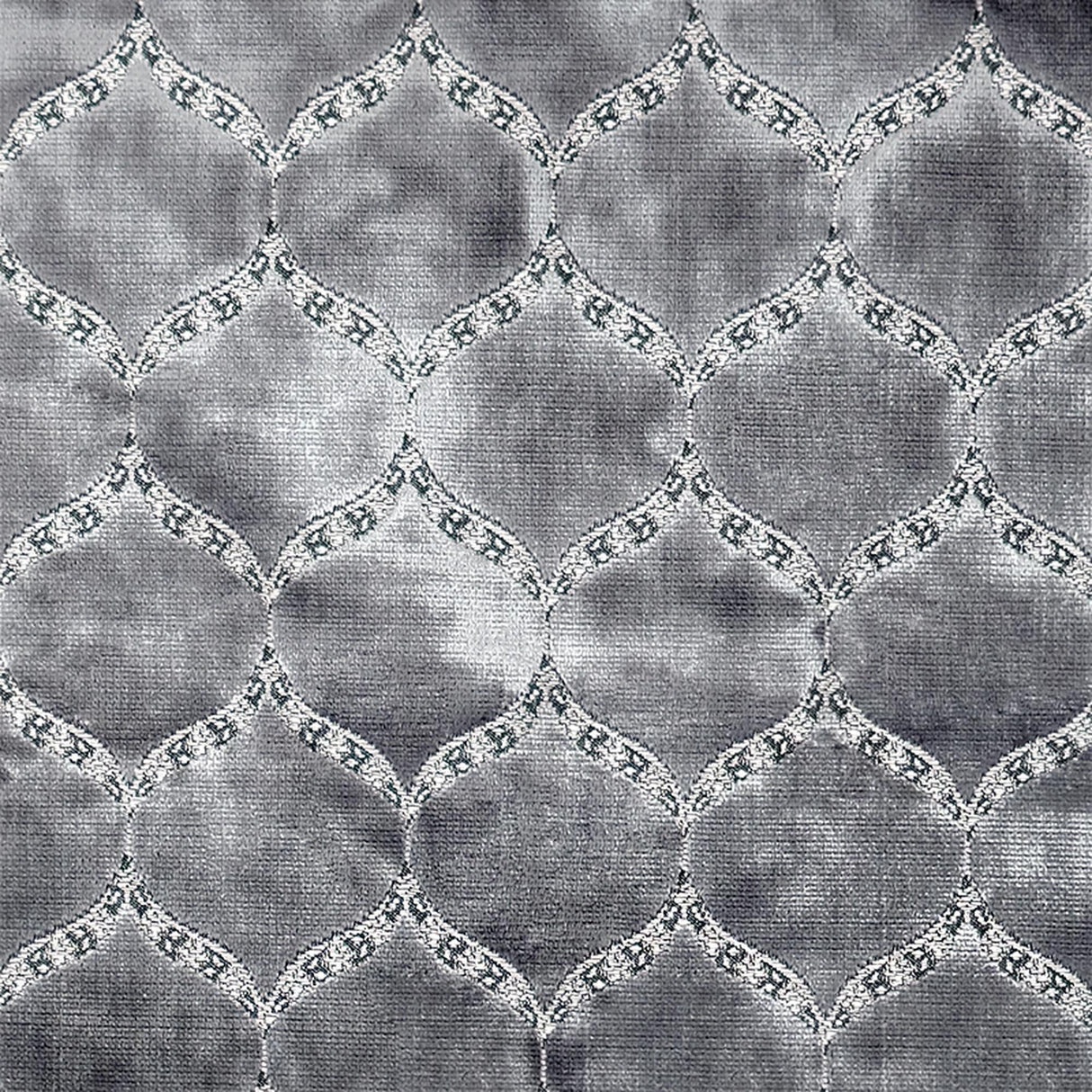 Eliza Medallion Cut Velvet Polyester Fabric - Royal, Gold, Cerulean, Charcoal, 55" Width (1 Yard)