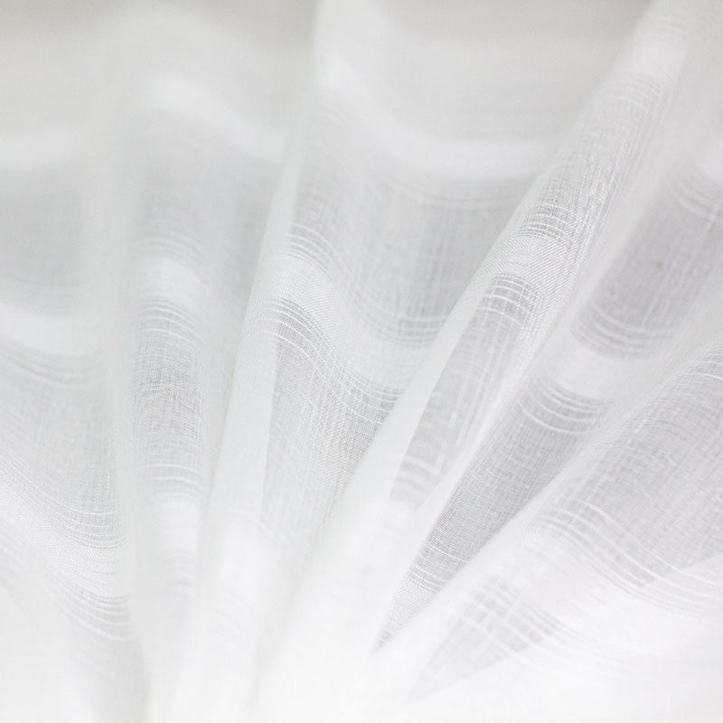Ellen Sheer Polyester Fabric - White Plaid, 110" Width (1 Yard)