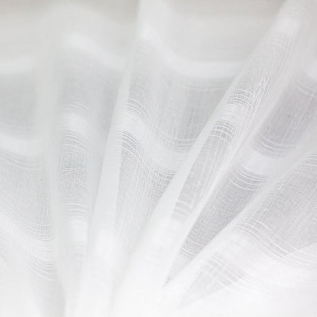 Ellen Sheer Polyester Fabric - White Plaid, 110" Width (1 Yard)