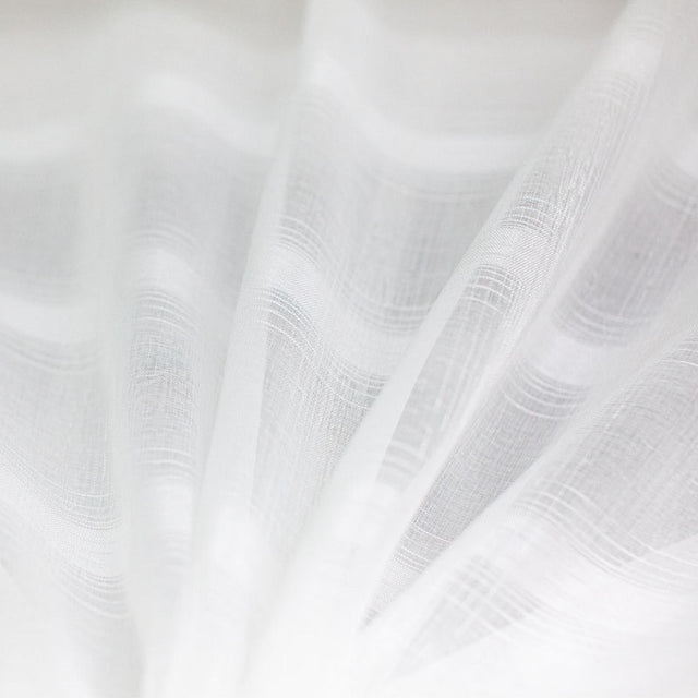 Ellen Sheer Polyester Fabric - White Plaid, 110" Width (1 Yard)