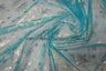 Metallic Snowflake Organza Polyester Fabric - Iridescent Aqua Blue, Metallic Christmas Snowflake, 58/60" Width (1 Yard)