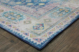 Vintage Faded Distressed Print Style Area Rug - Dark Blue, Beige, Distressed Print, 5' X 7' (1 Unit)