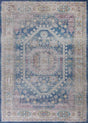 Vintage Faded Distressed Print Style Area Rug - Dark Blue, Beige, Distressed Print, 5' X 7' (1 Unit)