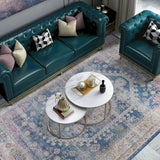 Vintage Faded Distressed Print Style Area Rug - Dark Blue, Beige, Distressed Print, 5' X 7' (1 Unit)