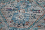 Beige Blue Orange Tones Vintage Faded Print Style Area Rug - Beige Blue Orange Vintage Faded Print, 5' X 7' And 7'6" X 10'3" (1 Unit)