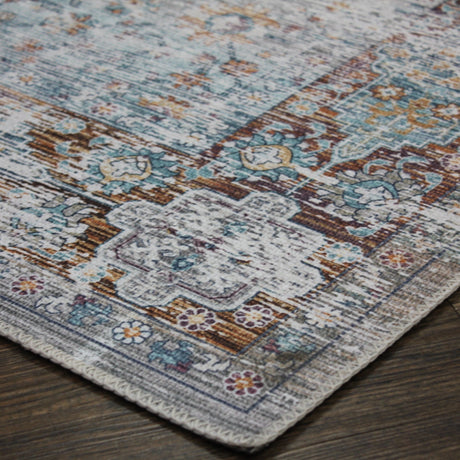 Beige Vintage Faded Design Printed Style Area Rug Carpet - Rose, Printed Pattern, 5' X 7' (1 Piece)