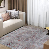 Beige Vintage Faded Design Printed Style Area Rug Carpet - Rose, Printed Pattern, 5' X 7' (1 Piece)