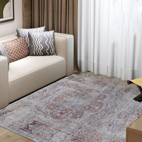 Beige Vintage Faded Design Printed Style Area Rug Carpet - Rose, Printed Pattern, 5' X 7' (1 Piece)